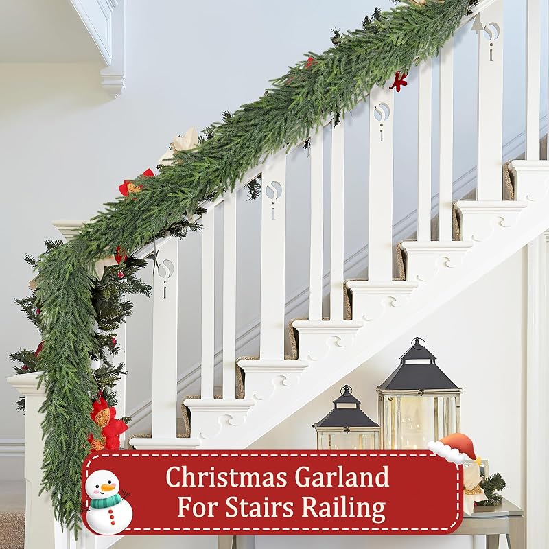 16ft Real Touch Pine Garland - Multicolor Christmas Greenery, Tulvend