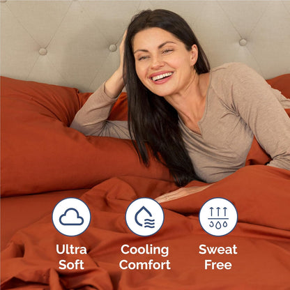 Skiennix Twin XL Sheet Set - Comfy Breathable Cooling Bedding - Luxury Hotel Quality - Deep Pockets, Soft, Wrinkle-Free - Oeko-Tex Certified - Terracotta