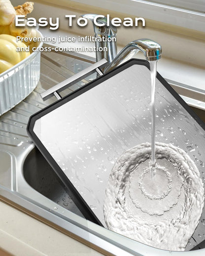 SNOWCLAD Stainless Steel Cutting Board - Double-Sided Kitchen Board | 16x11 Inch, Non-Toxic & Dishwasher Safe