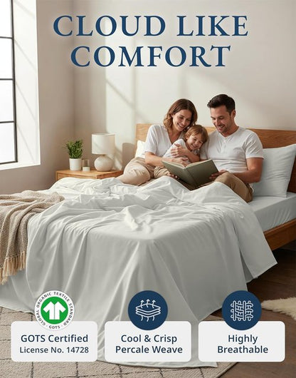 LANE LINEN Twin Bed Sheets Set - 100% Organic Cotton, Hotel Quality, Deep Pockets - Glacier Grey