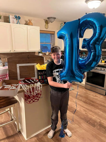 Number 13 Balloon by [Brand Name] - 40-Inch Navy Blue Birthday Decoration for 13th Year Celebration