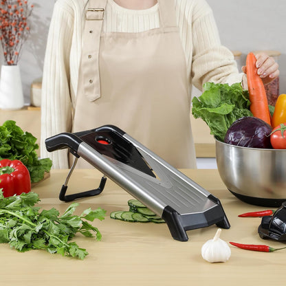Supernal 5-in-1 Adjustable Mandoline Slicer - Durable Stainless Steel Vegetable Cutter with Cut-Resistant Gloves | Ideal for Potatoes, Tomatoes, Carrots, Onions & More