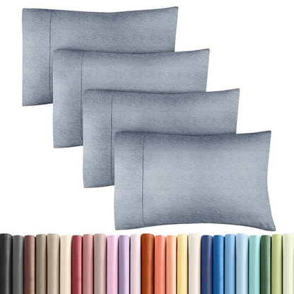 Queen Pillow Cases Set of 4 - Ultra Soft Hotel Quality Pillowcase Covers - Comfy, Cozy & Wrinkle Free - Shrinkage and Fade Resistant - Machine Washable Pillow Protectors - 4 Piece Set - Heathered Blue