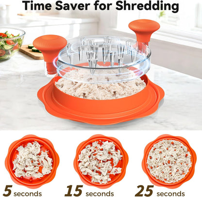 Ukeetap 10" Pro Chicken Shredder Tool - BPA-Free Ergonomic Meat Grinder with Anti-Slip Base | Orange