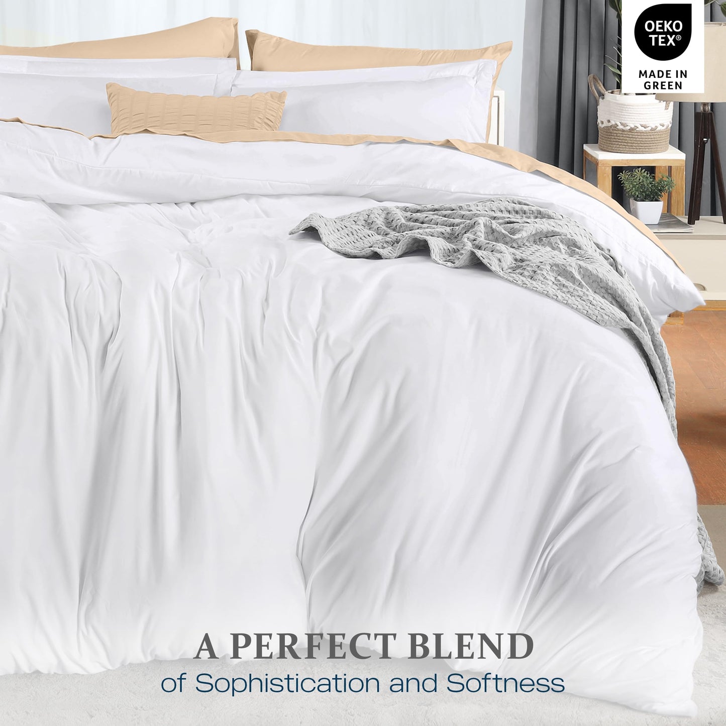 Utopia Bedding Duvet Cover King Size - 3 Piece with Zipper Closure - 1 Comforter Cover 104X90 Inches & 2 Pillow Shams 20X36 Inches (White) Comforter Not Included