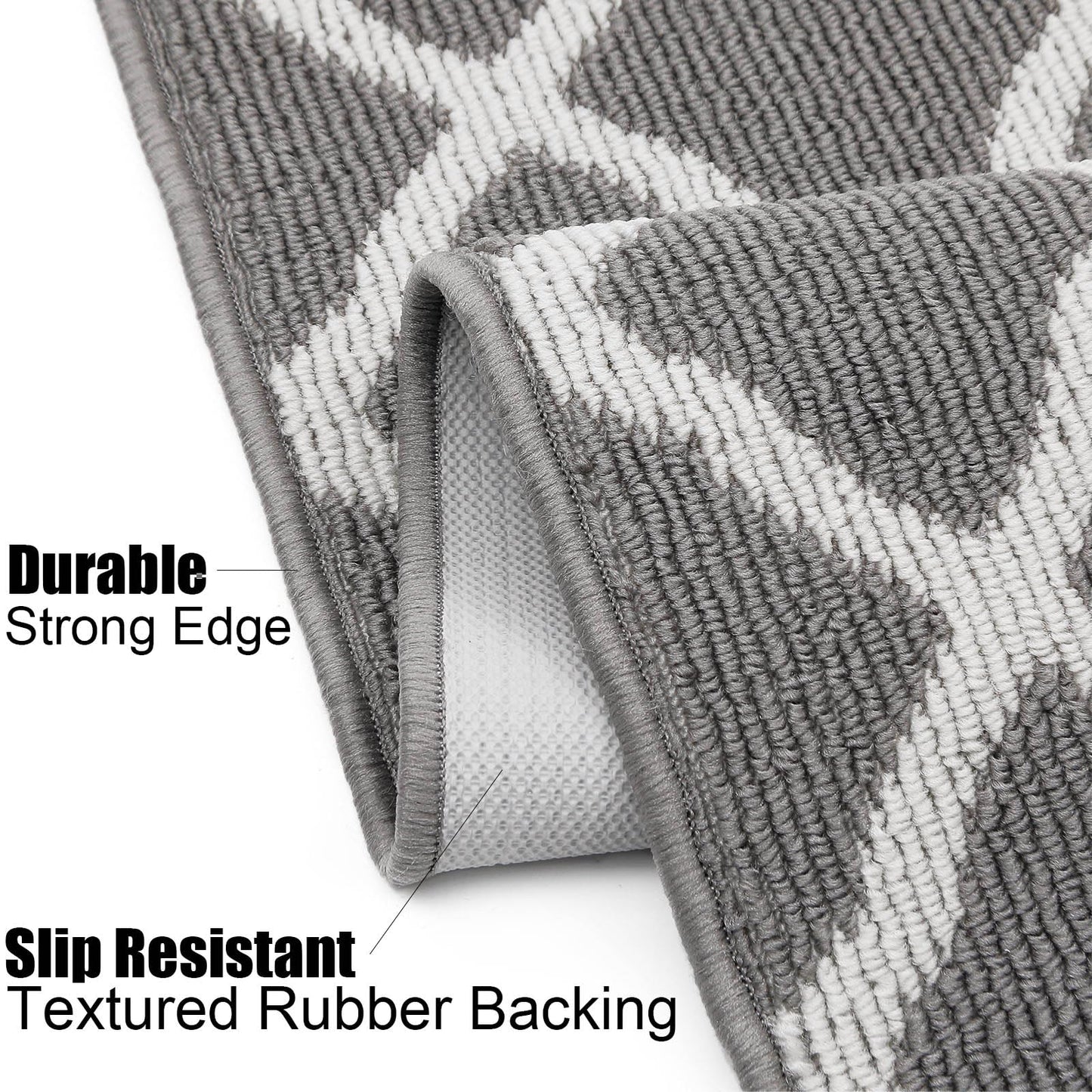 SHACOS Washable Runner Rug 20"x59" Dirt Trapping Non Slip Rubber Backing Rug Runner Floor Mats Carpet Runners for Entryway Hallway Kitchen Garage Laundry Room, Light Gray