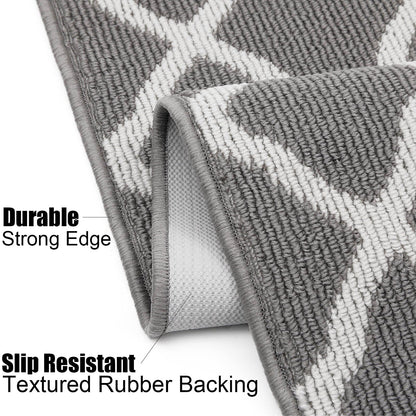 SHACOS Washable Runner Rug 20"x59" Dirt Trapping Non Slip Rubber Backing Rug Runner Floor Mats Carpet Runners for Entryway Hallway Kitchen Garage Laundry Room, Light Gray