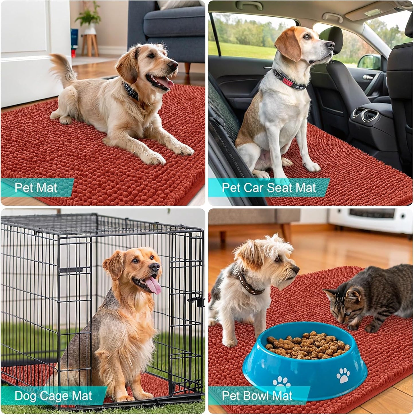 OLANLY Dog Door Mat - Absorbent Non-Slip Washable Doormat for Muddy Paws | 59x35, Maple Red
