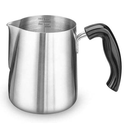 Milk Frothing Pitcher 30oz, ENLOY Stainless Steel Espresso Steaming Pitcher 30oz/900ml, Espresso Machine Accessories, Milk Frother, Milk Coffee Cappuccino Latte Art