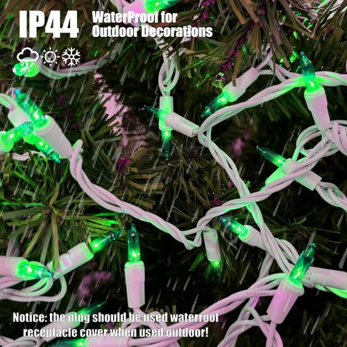 HISHINY Green Christmas Lights - 100 Count String Lights for Indoor/Outdoor Decor | UL Certified, 21 Feet