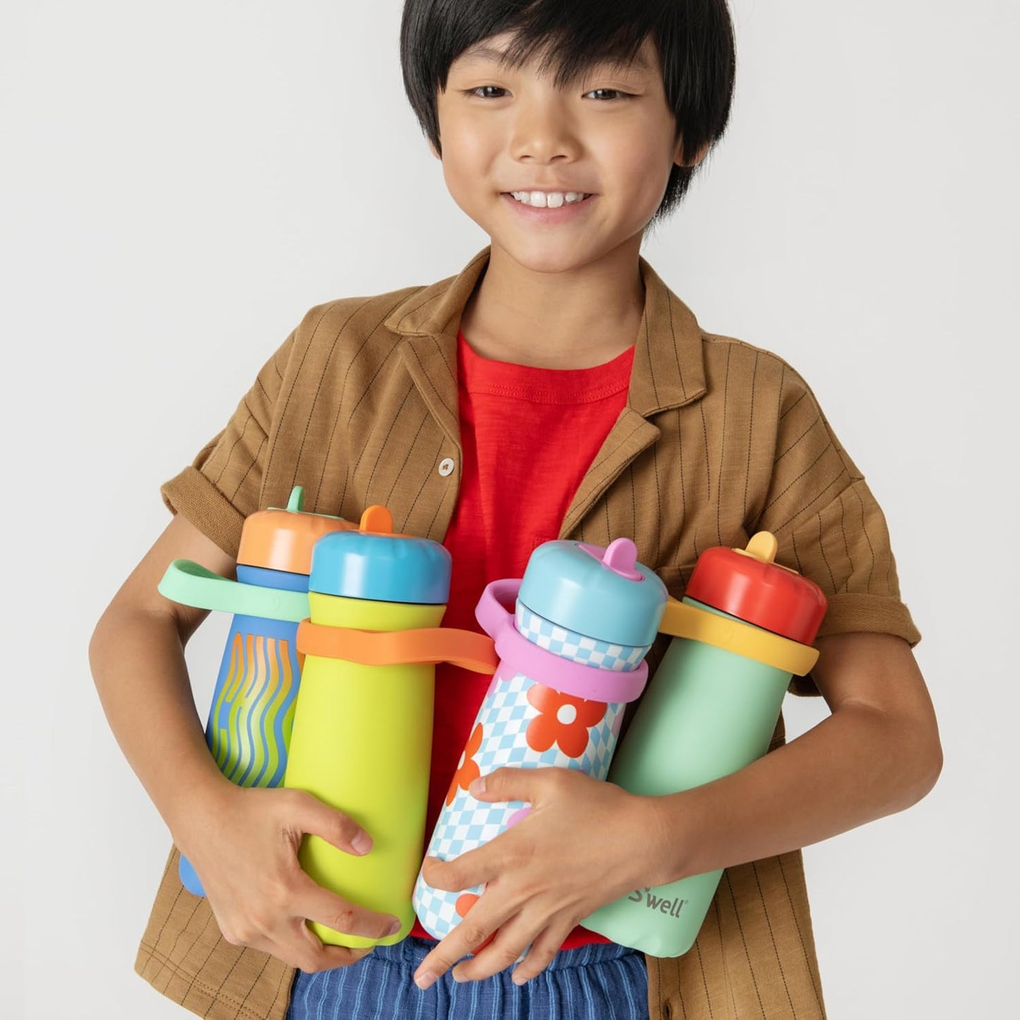 S'well Kids Traveler - 16oz Stainless Steel Bottle with Flip Straw Lid | Pink Petal, Insulated & BPA Free