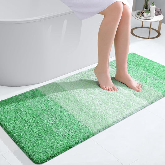 OLANLY Bathroom Runner Rug - Extra Soft Microfiber Mat | Quick Dry, Washable, 47x20 Inches, Green