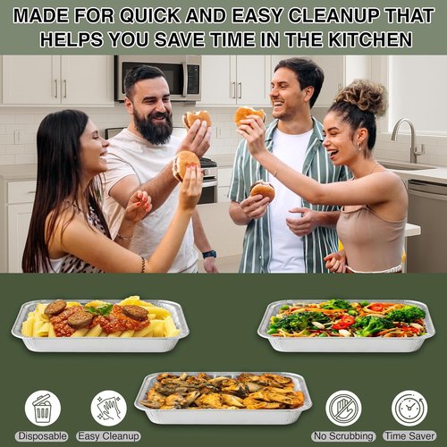 Infinity EL Disposable Aluminum Foil Pans - Heavy Duty Mini Shallow 8.5"x6"x1.5" | 20 Pack for Roasting & Baking