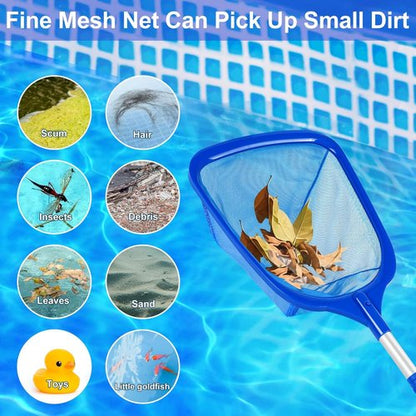 Hot Tub Pool Skimmer Net - 13'' Aluminum Pole with Ultra Fine Mesh for Efficient Leaf & Debris Cleaning