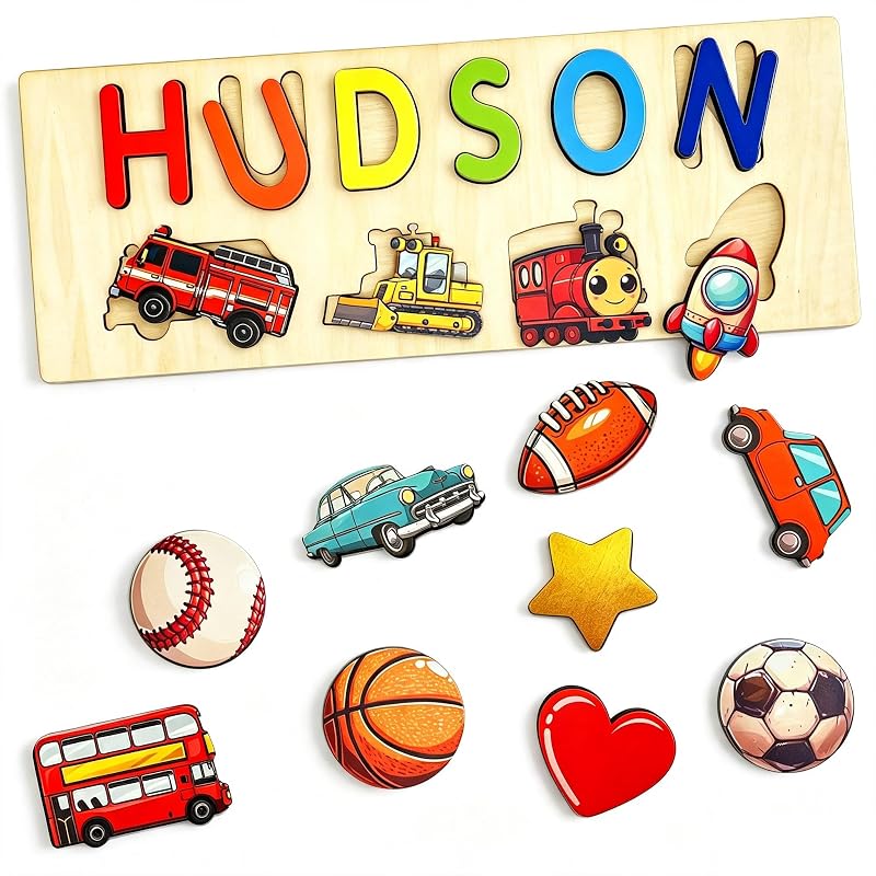 Personalized Wooden Name Puzzle for Toddlers — Custom Name with 35 Designs