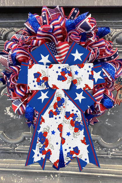 Skiennix Patriotic Wreath Bows - Red, White & Blue Burlap Flowers | 2PCS for 4th of July Decor