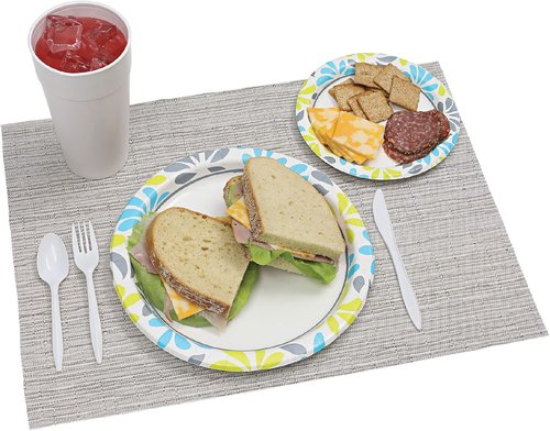 Genuine Joe 7" Printed Paper Plates - Eco-Friendly Disposable Tableware | Pack of 125