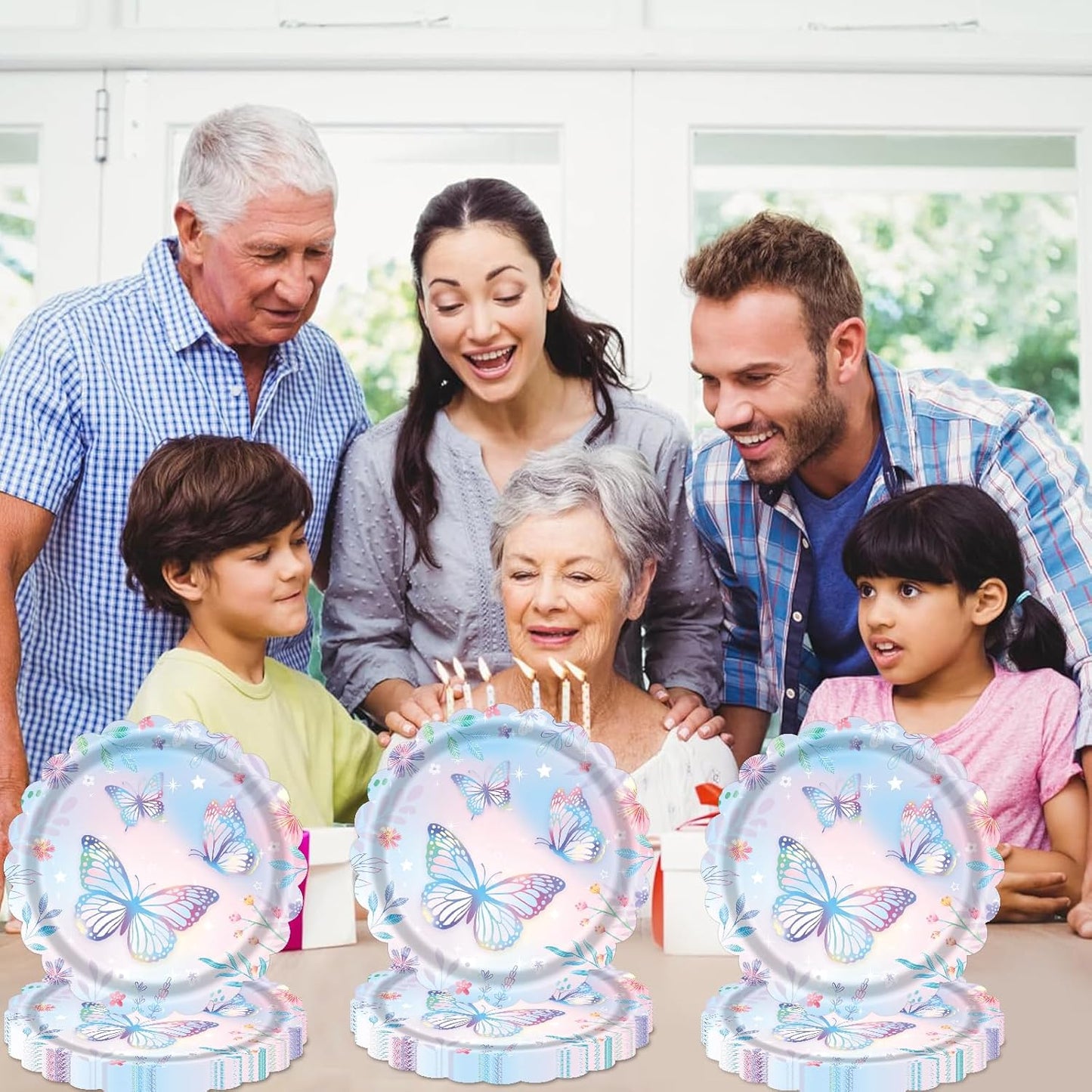 Butterfly 7-Inch Disposable Paper Plates by [Brand Name] - 40 Count for Birthday Parties & Baby Showers