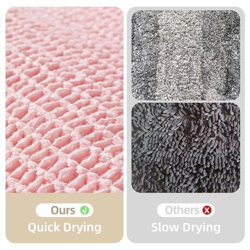 TYUU Light Peachy Pink Bathroom Rugs, Waffle Bath Mat Non Slip Washable Quick Dry Cute Bath Mat Boho Farmhouse Bathroom Decor, 30"x20" Light Peachy Pink