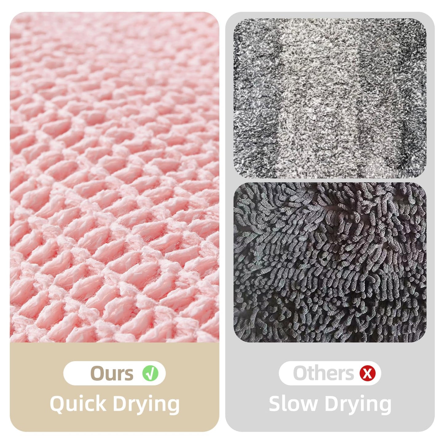 TYUU Light Peachy Pink Long Bathroom Rugs, Waffle Runner Rug Bathroom Non Slip Washable Quick Dry Cute Bath Mat Boho Farmhouse Bath Mat, 60"x24" Light Peachy Pink