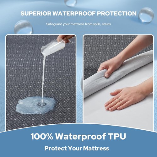 BEDLORE Waterproof Mattress Protector - Noiseless Cover with Stretchable Pockets for 6-15 Inch Mattresses | Soft Dark Gray Pad for College Dorms