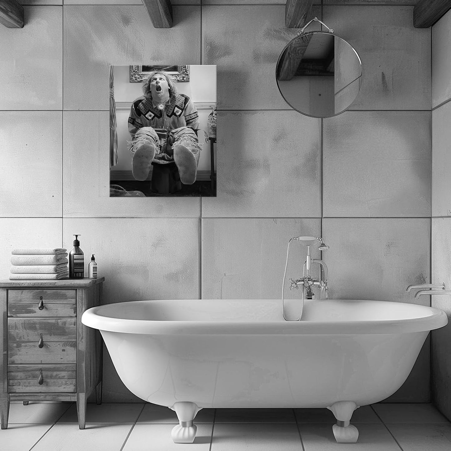 VYPEROCK Funny Framed Canvas Wall Art - Humorous Dumb and Dumber Poster for Bathroom | 8"x10" Modern Decor