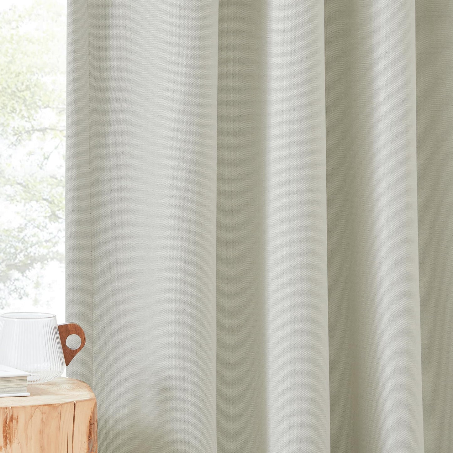 NICETOWN Room Darkening Curtains 84 inches Long Thermal Faux Linen Curtains for Bedroom 2 Panels, Pinch Pleated Light Blocking Thermal Insulated Thick Drapes for Living Room, Natural, W50 x L84