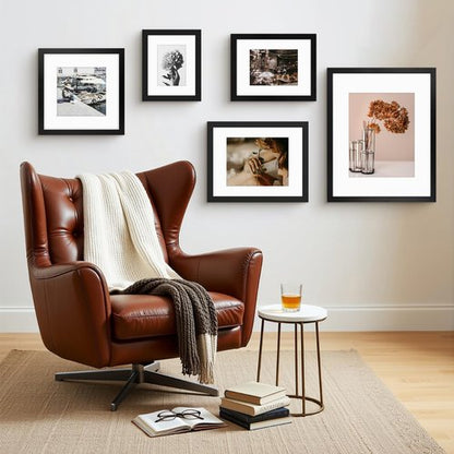 Frametory, 11x14 Frames Display 8x10 Picture with Mat or 11x14 Photo Without Mat, Shatter-Resistant Glass, Pre-Installed Wall Mounting Hardware - Black