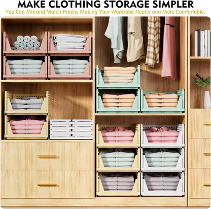 SNSLXH Stackable Closet Storage Baskets - Multifunctional & Foldable Organizer for Bathroom, Kitchen, Laundry | White, 5 Pack