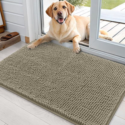OLANLY Dog Door Mat - Absorbent Non-Slip Washable Doormat for Muddy Paws | 36x24 Warm Taupe
