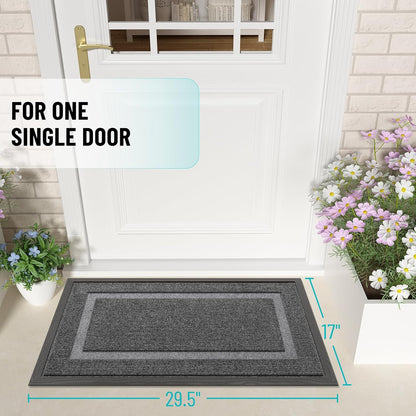 OLANLY Waterproof Front Door Mat - All-Season Indoor/Outdoor Doormat | Sturdy Natural Rubber, Easy Clean, 29.5x17, Dark Grey