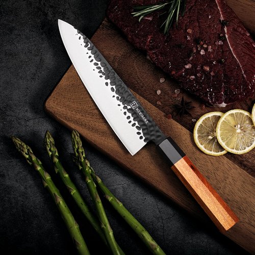 KEEMAKE Japanese Gyuto Chef Knife - 8 inch Professional Kitchen Knife with 440C High Carbon Steel Blade, Sharp Cutting Knives Rosewood Handle for Home Cooking and Restaurant