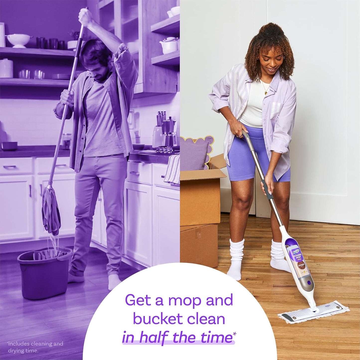 Swiffer Power Mop Solution - Quick-Dry Hardwood Floor Cleaner | All-Purpose Multi-Surface, Lemon Scent, 50.6oz