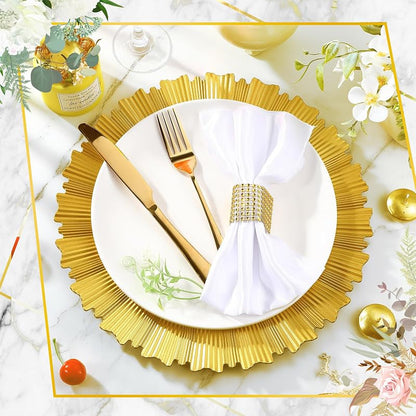 Bright Gold Charger Plates 50 Pcs, 13 Inch Round Plastic with Rim - Variation: Bright Gold+50