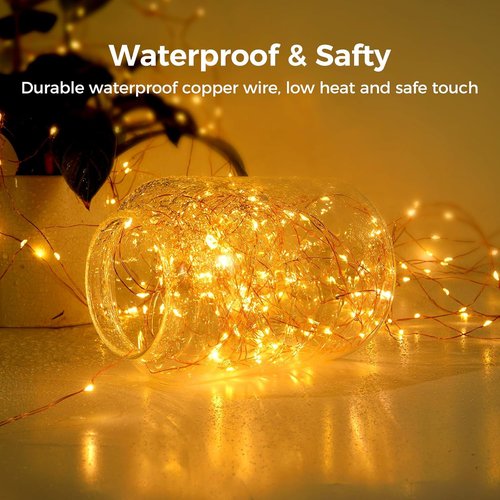 Ariceleo Fairy Lights - 33 Ft. Waterproof 100 LED Copper Wire String Lights | Warm White for Indoor/Outdoor Decor