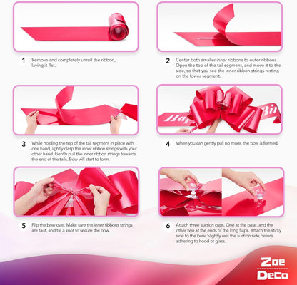 Zoe Deco - Happy Birthday Car Bow - 30 Inch Red Giant Bow for Large Gift Wrapping
