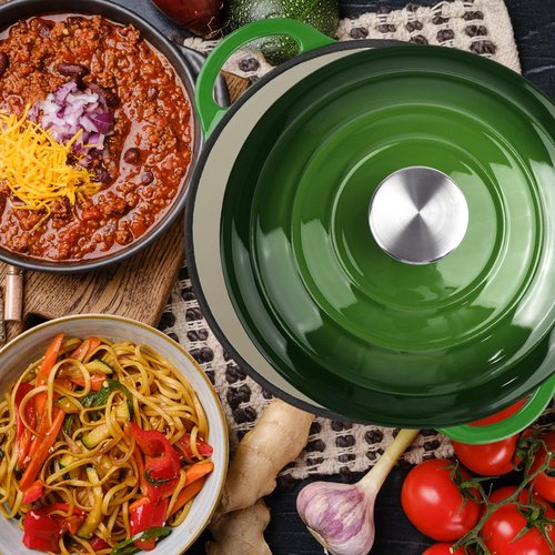 Le Creuset 6 Quart Enameled Cast Iron Dutch Oven - Versatile Round Pot with Dual Handles - Oven Safe to 500°F (Green)