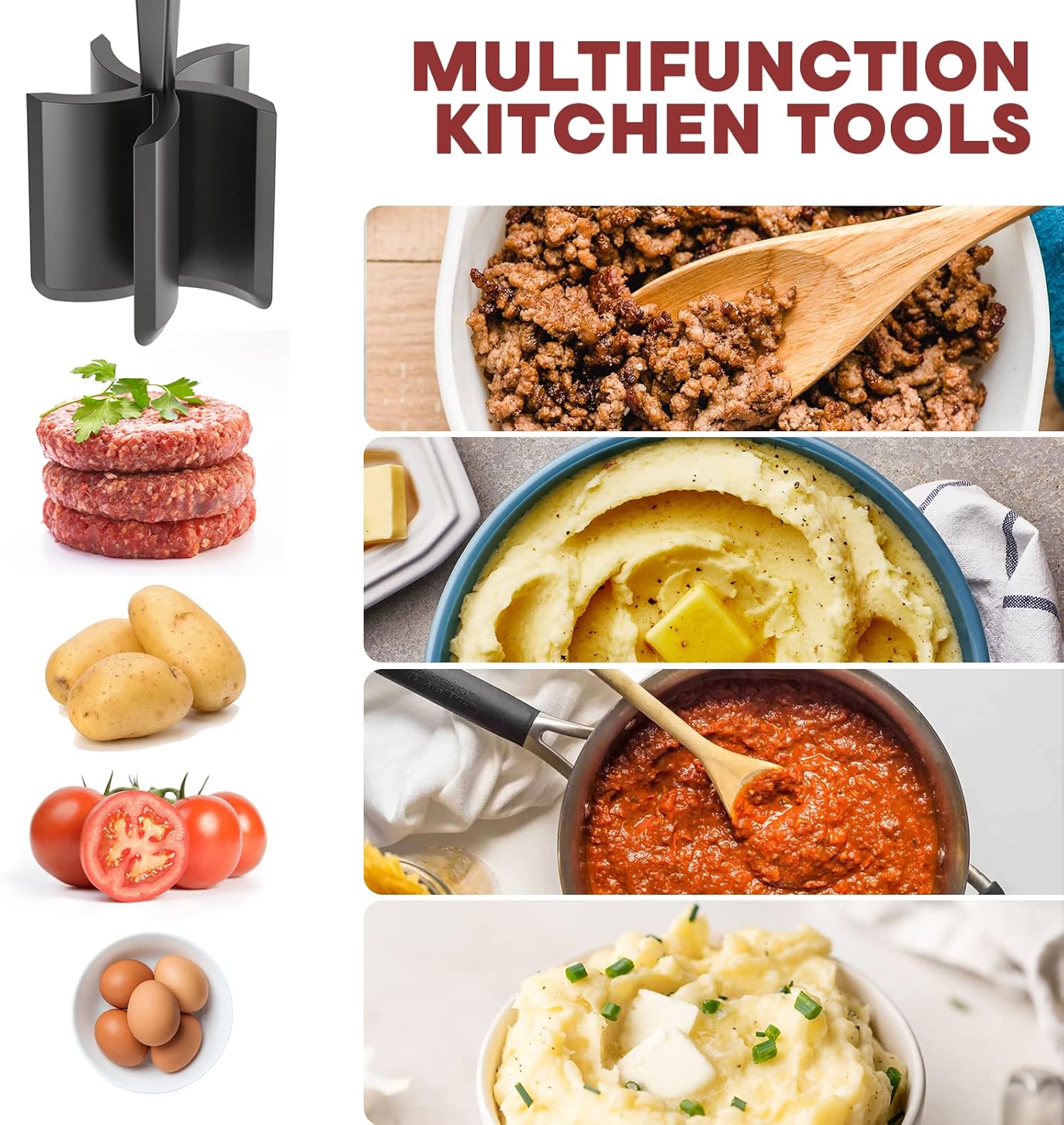 Skiennix Meat Chopper - Versatile Meat Tenderizer Tool for Effortless Cooking | Black Finish