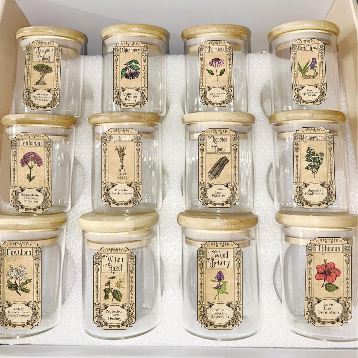 Skiennix 72Pcs Vintage Herb Spice Labels - Apothecary Stickers for Jars & Bottles