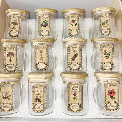 Skiennix 72Pcs Vintage Herb Spice Labels - Apothecary Stickers for Jars & Bottles