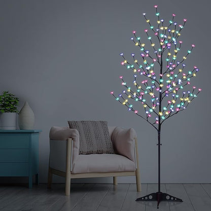 Lightshare 3-Tree LED Cherry Blossom Set - 4ft 5ft 6ft Lighted Trees with Remote, Multicolor