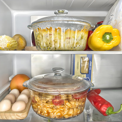 Skiennix Round Glass Casserole Dish - Borosilicate Glass with Lid | 1.6QT Oven Safe Small Size