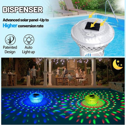 FineBud 2025 Solar Chlorine Floater - Colorful Light & Adjustable Flow for Pools & Hot Tubs