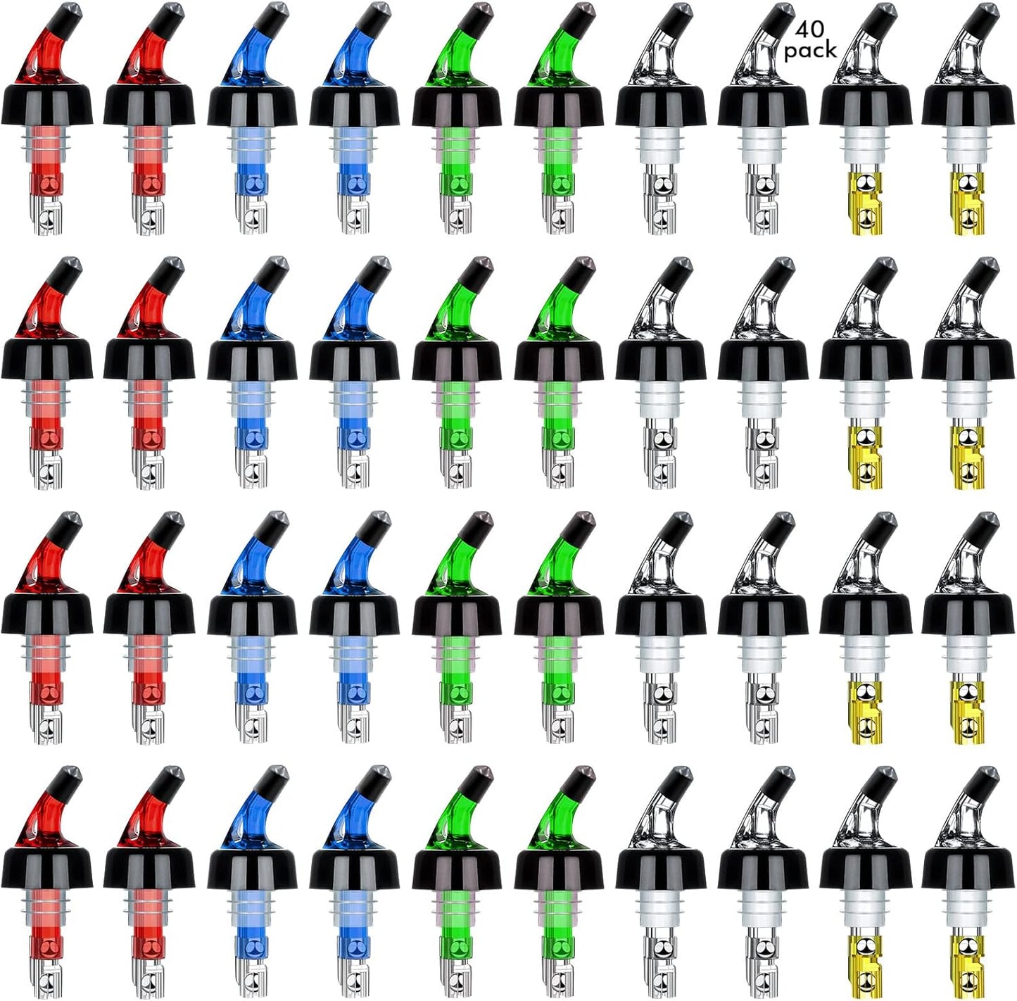 SuproBarware Automatic Measured Bottle Pourer Liquor Bottle Pourer Quick Shot Dispenser 1oz Liquor Pour Spout for Alcohol,Wine,Spirits, Home Bar Kitchen Tools 40 Pack