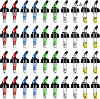 SuproBarware Automatic Measured Bottle Pourer Liquor Bottle Pourer Quick Shot Dispenser 1oz Liquor Pour Spout for Alcohol,Wine,Spirits, Home Bar Kitchen Tools 40 Pack