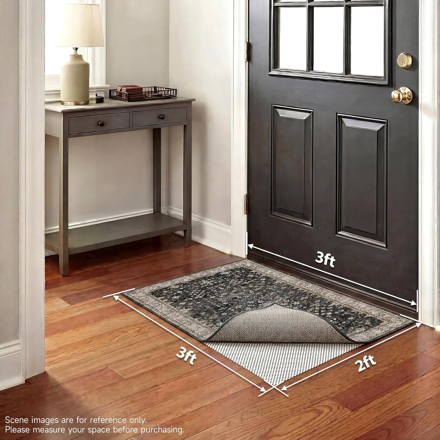 Veken Rug Gripper Pad - Non-Slip Cushion for Hardwood & Tile Floors | 2x3 Ft Anti-Skid Mat with 8 Pcs Rug Tape