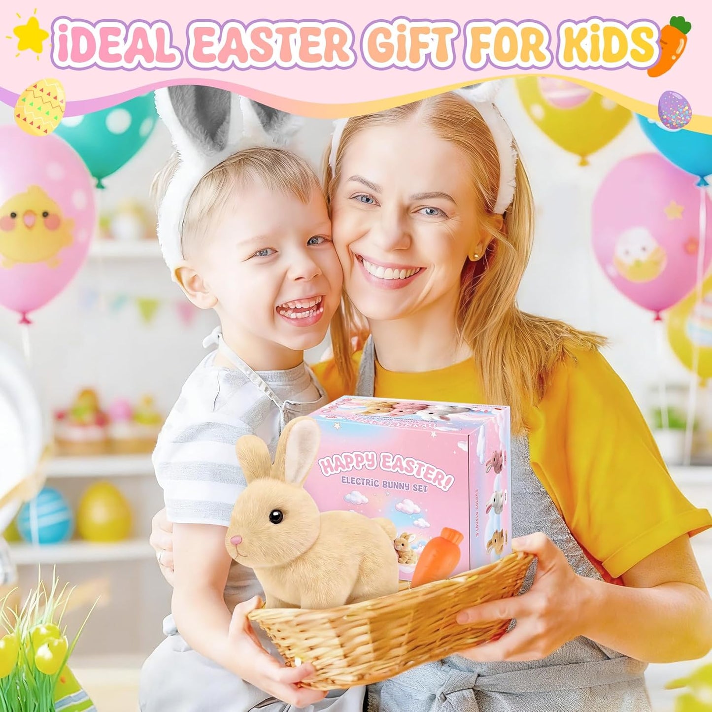 Realistic Bunny Toy for Kids - Interactive Hopping Rabbit with Sounds | Electric Brown Stuffed Animal