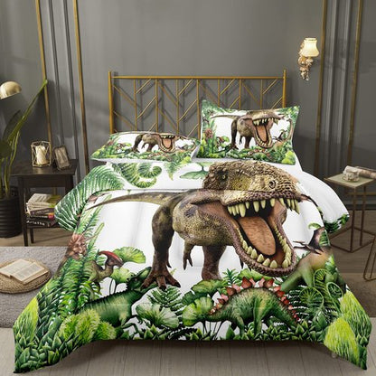 Bodhi Boys Dinosaur Bedding Set Queen - Matching Pillowcase, Green Kids & Teens Comforter Set