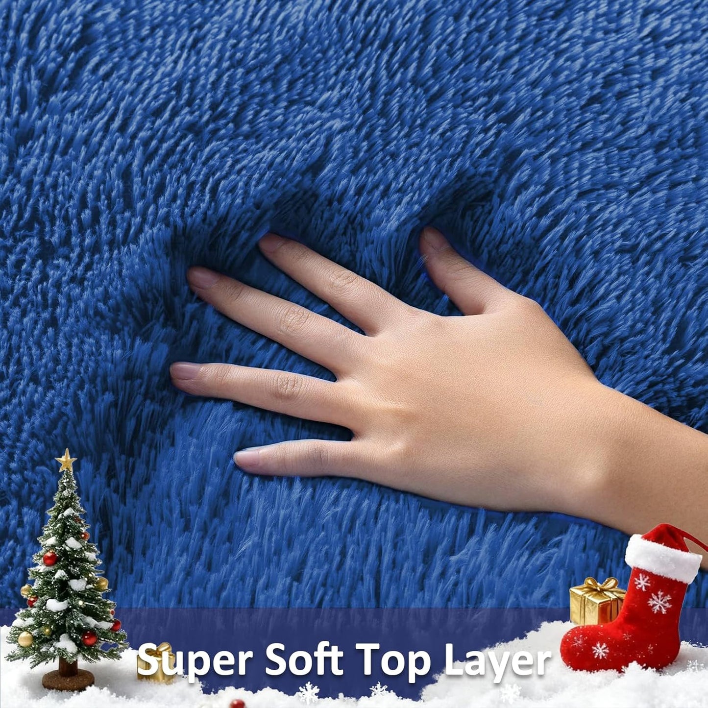 Ophanie Blue Area Rugs - Large Fluffy Shag Soft Carpet for Living Room & Bedroom | 6x9 Size