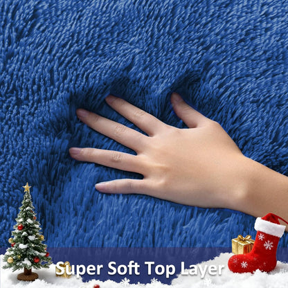 Ophanie Blue Area Rugs - Large Fluffy Shag Soft Carpet for Living Room & Bedroom | 6x9 Size